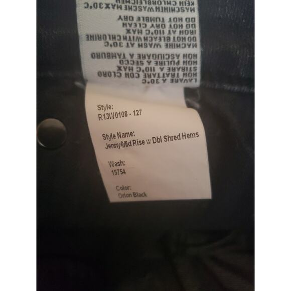 R13 Jenny Midrise Jeans Double Shredded Hem In Orion Black Sz 26 R13W0108-127 (B - Picture 7 of 9